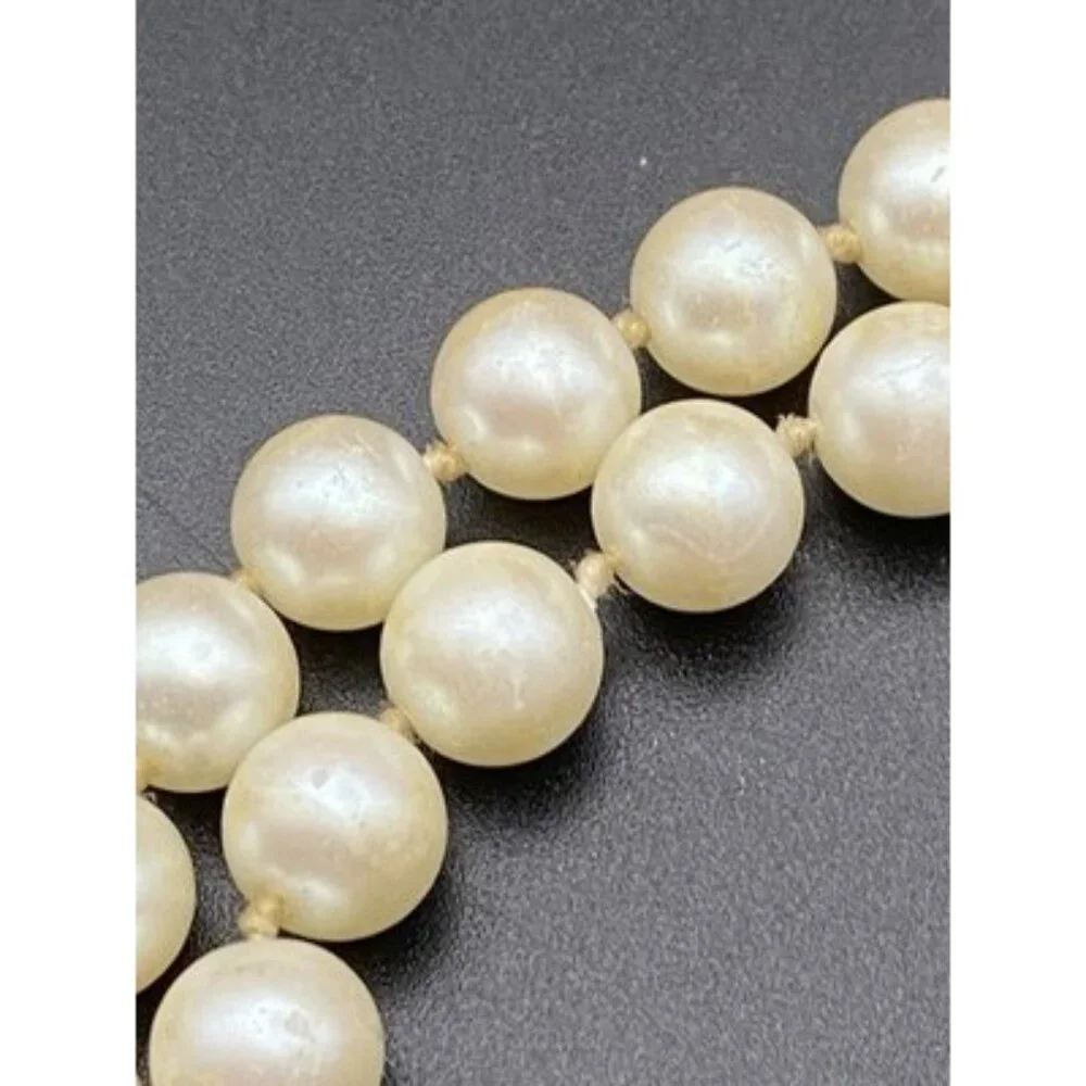 VTG Carolee Double Strand Faux Pearl Necklace 16" Knotted Glass 8mm Beads LOOK - Picture 10 of 16